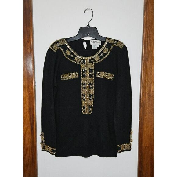 VTG Regency Collection For Joyce Gold Embellished Beaded Knit Sweater Size Small - Picture 5 of 8